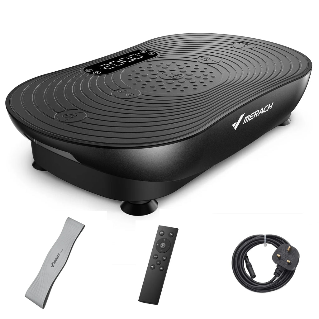 Merach Vibration Plate Exercise Machine with Digital Display Built-in Speakers, Whole Body Workout Weight Loss 350lbs Capacity for Lymphatic Drainage Home Fitness Equipment