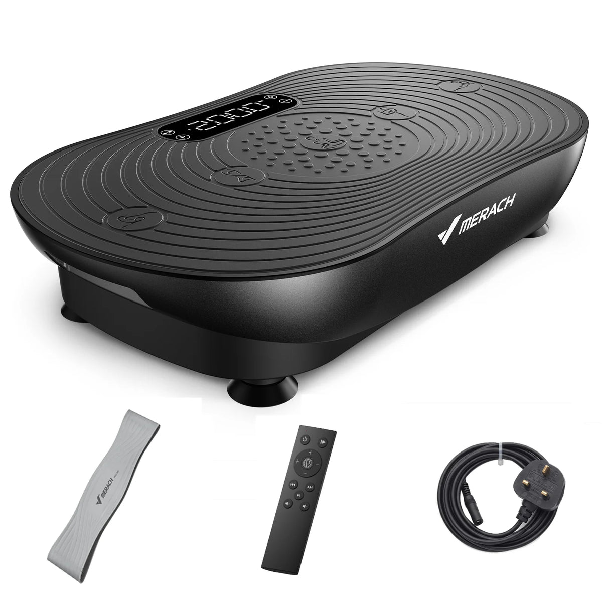 Merach Vibration Plate Exercise Machine with Digital Display Built-in Speakers, Whole Body Workout Weight Loss 350lbs Capacity for Lymphatic Drainage Home Fitness Equipment